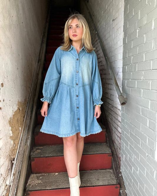 3/4 sleeve Denim Dress