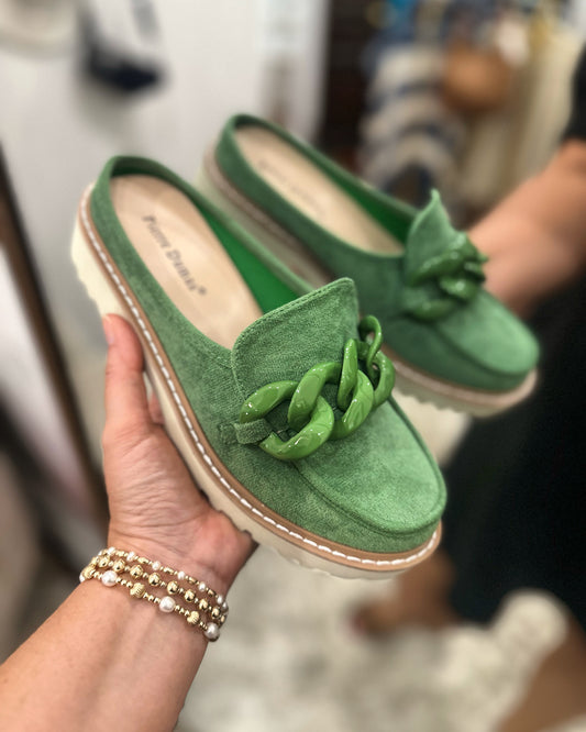 Green With Envy Suede Slide