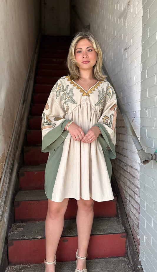 Embroidered Poncho Dress