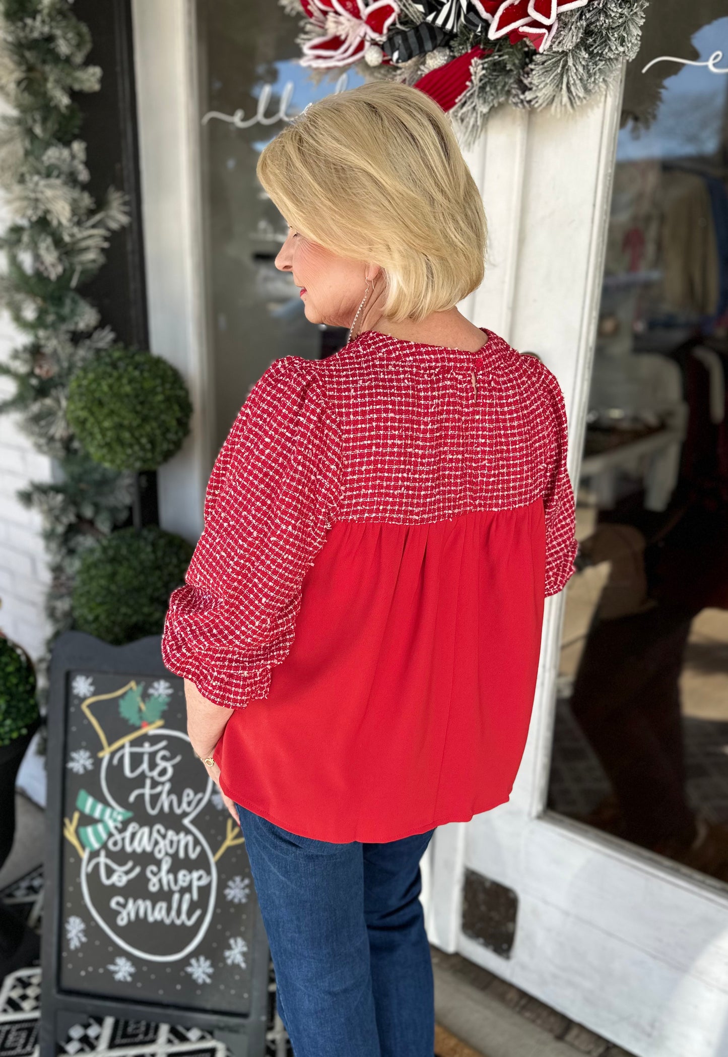 Puff Sleeve Christmas Blouse